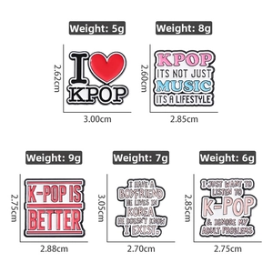 Colorful K-Pop enamel music pin set in alloy with English letter designs and weights