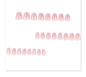 Lot de 24 faux ongles press-on rose translucide de forme courte carrée-ovale