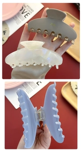 French style matte grey, pearl white, and purple acetate shark hair claws for women