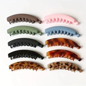 Set of 10 minimalist 13cm banana hair clips in matte colors and leopard prints