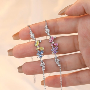 S925 Sterling Silver Zirconia Butterfly Bracelet For Women Light Luxury Sparkling Butterfly Charms Link Bracelet Gift