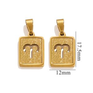 Macro view of Aries zodiac rectangle pendant with dimensions 17.5mm by 12mm