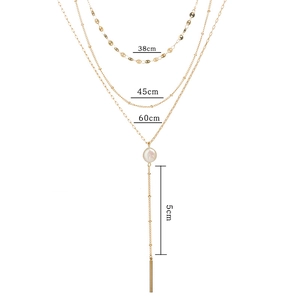 Detailed size chart for triple-layered gold necklace with 38cm, 45cm and 60cm chain lengths