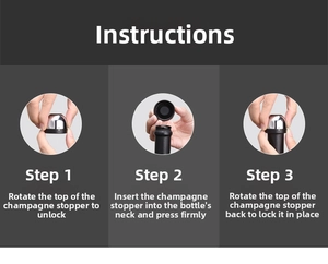 Manual guide showing rotation lock mechanism for the mini wine champagne bottle stopper