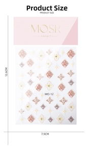 5D embossed nail sticker showing dimensions 12.6cm by 7.9cm for vintage tulip designs
