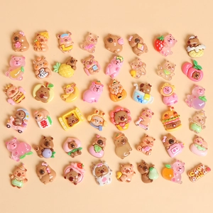 Variety set of cartoon capybara resin charms for DIY crafts and jewelry making