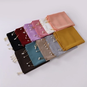 Handmade chiffon shawl scarf with copper tube and pearls in multiple vibrant colors