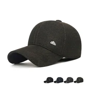 Men Winter Baseball Cap With Ear Flaps Fleece Lined Warm Thickened Windproof Polyester Outdoor Adjustable