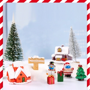 Miniature Christmas Figurines Resin Masked Santa Claus Snowman Reindeer Micro Landscape Desktop Holiday Decorations