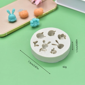 6-cavity bear and rabbit animal head silicone mold for DIY baking and resin crafts