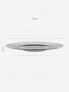 Detail of universal stainless steel floor drain strainer showing 90mm x 55mm dimensions
