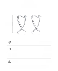 Detail view of S925 sterling silver cross earrings with 15x20.5mm size and 1.6g weight info