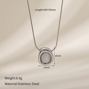 Detailed specs for stainless steel snake chain with irregular stone pendant size 16x14mm