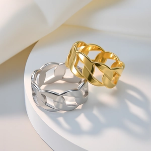 9mm punk style chain link rings in gold and silver finish for men and women