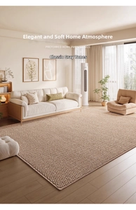 Detailed texture of sisal-like carpet in beige apricot blend for modern living rooms