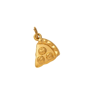 DIY 18K gold plated stainless steel pizza pendant for custom charm necklaces