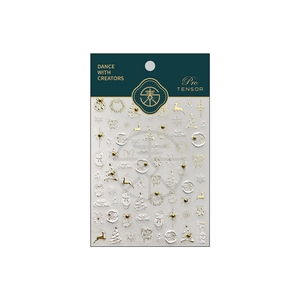 Weihnachts-Nagelsticker mit goldenen Rentier- und Schneeflockenmotiven in grüner Packung