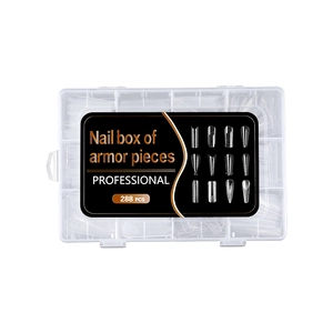 Nail extension mold set with 288 clear false tips in a professional storage case