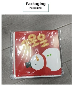 Detail of Christmas gift box featuring snowman and gingerbread man festive illustrations