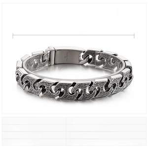 Détails du bracelet vintage en acier inoxydable 316L pour homme, 220mm long et 13mm large