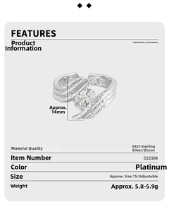 Close-up of S925 sterling silver ring with irregular texture and oval zircon stone
