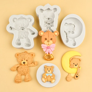 Teddy Bear Silicone Mold For DIY Fondant Cake Chocolate Aroma Stone Cartoon Animal Shape Baking Accessory