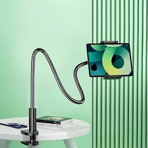 Universal Long Arm Lazy Bracket Phone Tablet Holder Flexible Hose Magnesium Aluminum Alloy Stand For Bedside Desktop Office Stable Rotatable Support