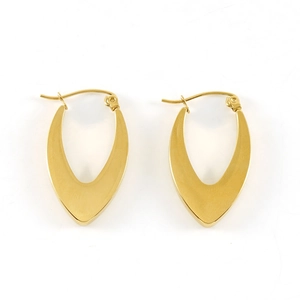 Polished 18K gold plated stainless steel V-shaped geometric hoop earrings for women