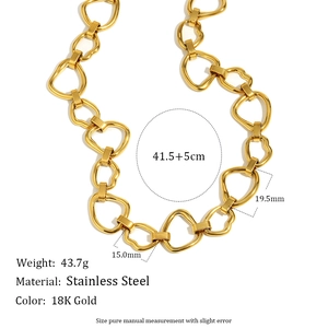 18K gold plated stainless steel chunky chain necklace with detailed size specifications