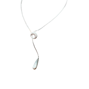 Elegant gold-plated brushed waterdrop pendant necklace with a sleek snake chain design