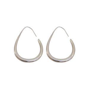 Sleek silver teardrop hook earrings with polished metallic finish for women