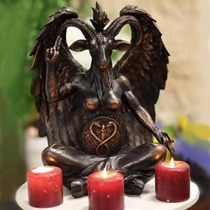 Baphomet Goat Statue Resin Occult Sculpture Gothic Home Decor Satanic Idol Figurine Mystical Desk Ornament Halloween Gift
