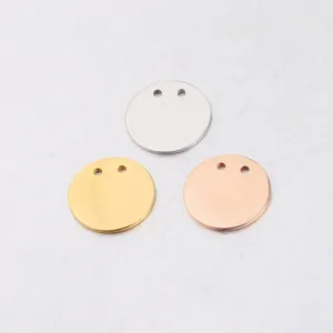 Round Stainless Steel Pendants Mirror Polished Double Hole Circle Tags Jewelry Making Connectors DIY Crafts
