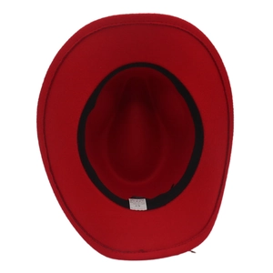 Vue intérieure du chapeau en laine rouge avec bandeau et détails de taille 57 cm
