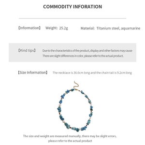 Detailed size and material guide for aquamarine and pearl titanium steel necklace