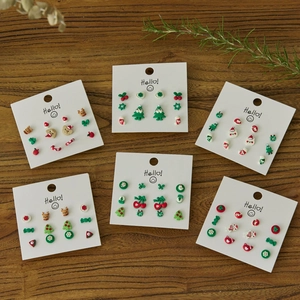Christmas Cartoon Stud Earrings For Women Alloy Titanium Earring Post Santa Claus Elk Christmas Tree Snowflakes New Year Jewelry