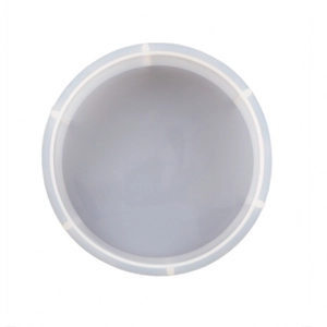 Top view of a round translucent silicone mold for DIY resin coaster and craft making