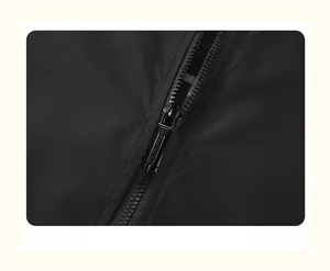 Close-up of minimalist black zipper detail on men's casual solid color jacket