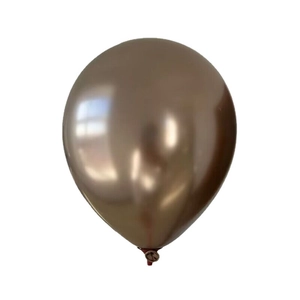 Detail of 10-inch metallic bronze latex balloon with smooth reflective surface texture