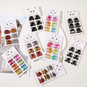 Mini Hair Claw Clips Plastic Small Butterfly Flower Shapes Styling Accessories For Girls Women Black Colorful