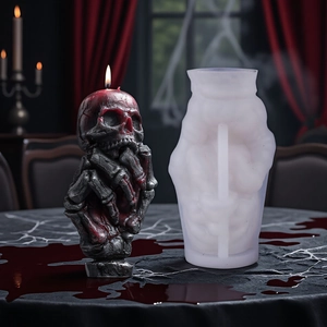 Skeletthand-Schädel-Silikonform für DIY Halloween gotische Duftkerzen Herstellung
