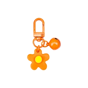 Cute orange flower bell keychain with metal lobster clasp for bag decoration