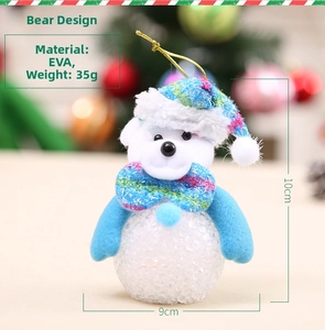 Detailed view of 35g EVA Christmas bear ornament with blue sequins, 10cm x 9cm size