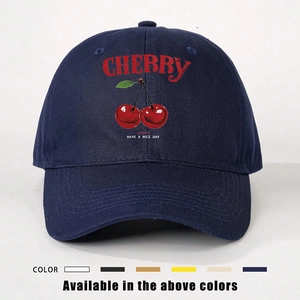 Casquette de baseball classique en coton bleu marine avec broderie cerise rouge