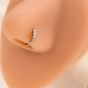 Silver leaf flower nose ring with sparkling diamonds shown on a realistic model
