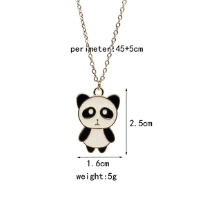 Close-up of Kung Fu Panda pendant necklace with size dimensions on white background