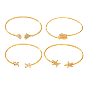 Ensemble de bracelets en acier doré avec zircon et motif étoile de mer