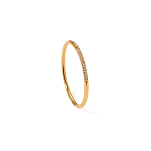 Minimalist 18K gold plated titanium steel ring with pavé cubic zirconia accents