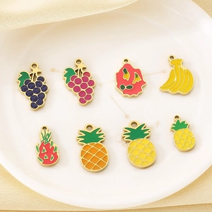Handmade fruit charms in 18K gold plated stainless steel for DIY jewelry making