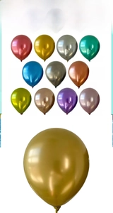 Detailed close-up showing vibrant 10 inch metallic latex balloons in various glossy colors